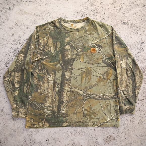 Vintage Carhartt K285 977 Realtree FADED Camo Long Sleeve Pocket Shirt Medium - Picture 1 of 11